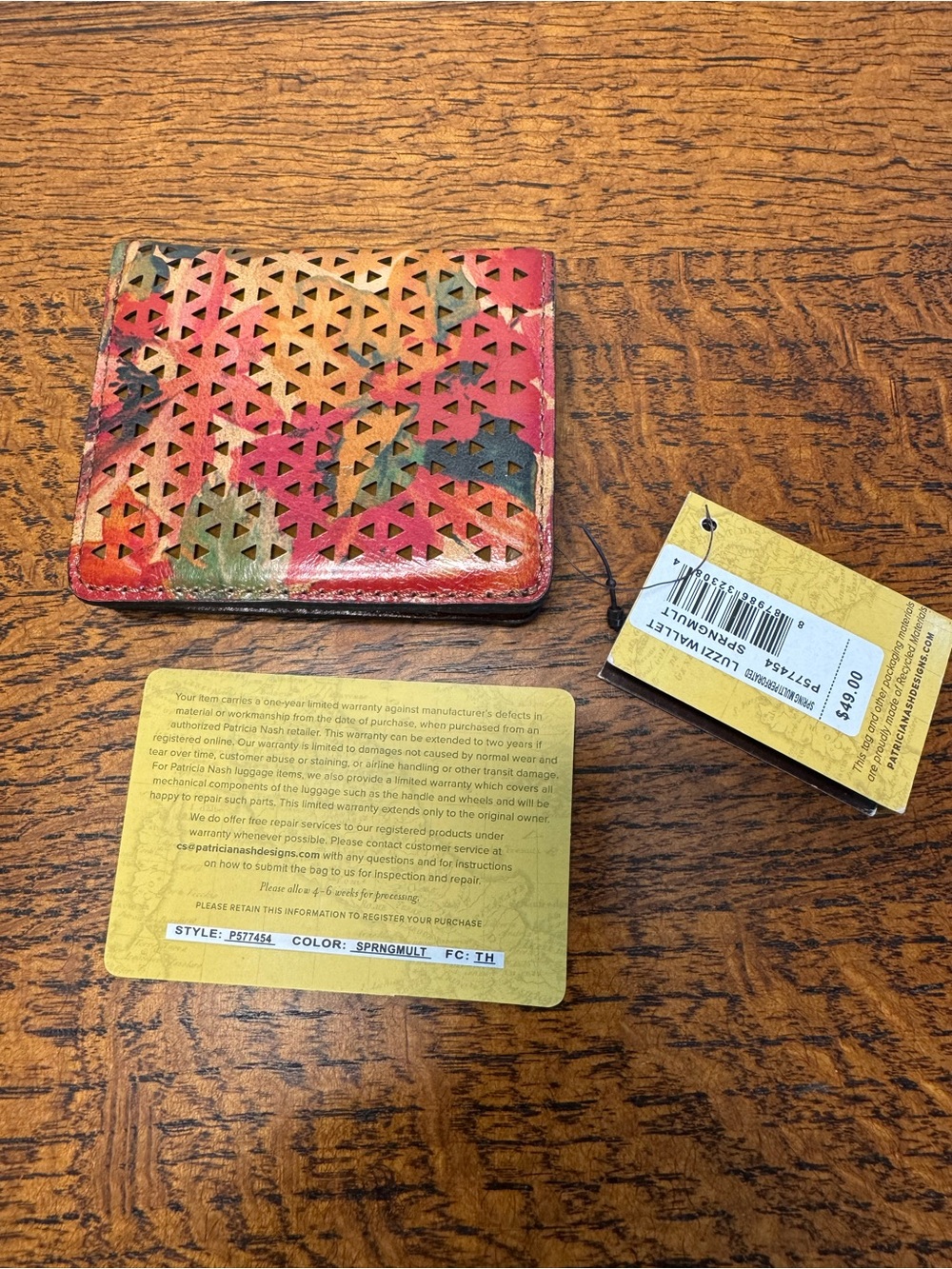 NWT Patricia Nash Luzzi Bifold Wallet Spring Multi Perforated Leather